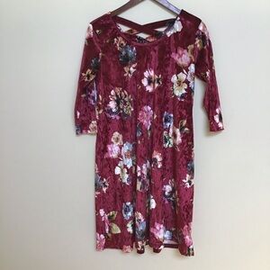 RAGS & COUTURE Velvet Bodycon Purple Floral Dress